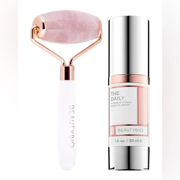 BEAUTYBIOA Love Story SetRose Quarts Facial Roller & Vitamin C Serum